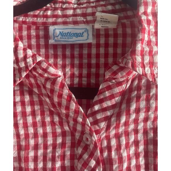 Vintage Notations Red/White Tie Waist Gingham Button Blouse Size Large (Read) - Picture 3 of 8